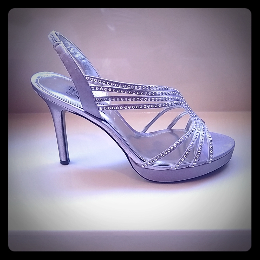 Strappy silver heels